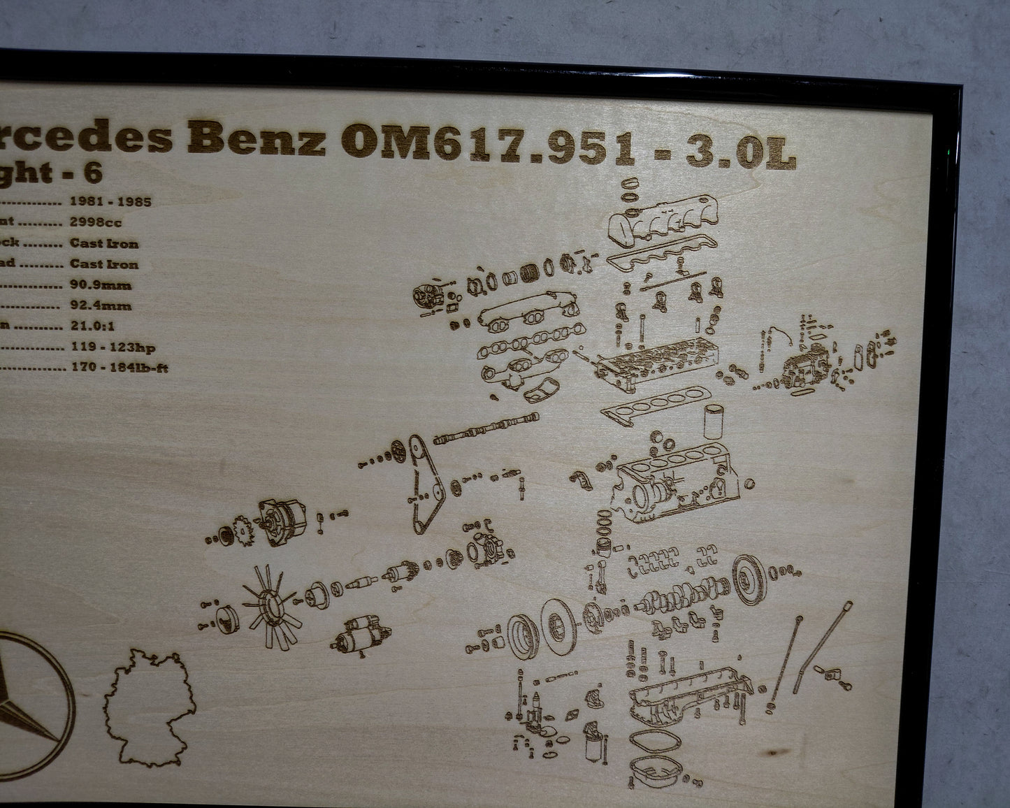Mercedes Benz OM617.951 3.0L exploded view poster