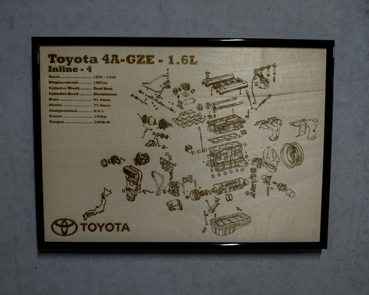 Toyota 4A-GZE 1.6L Exploded View Poster