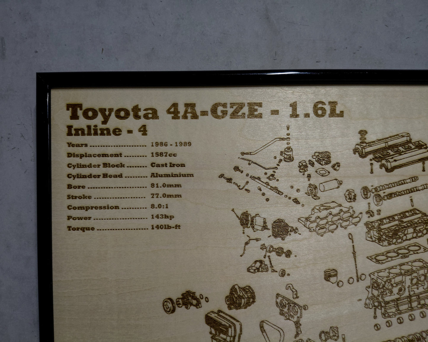 Toyota 4A-GZE 1.6L Exploded View Poster
