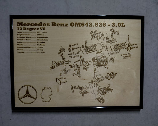 Mercedes Benz OM642.826 3.0L exploded view poster