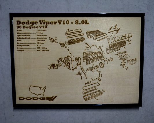 Dodge Viper V10 8.0L Exploded View Poster