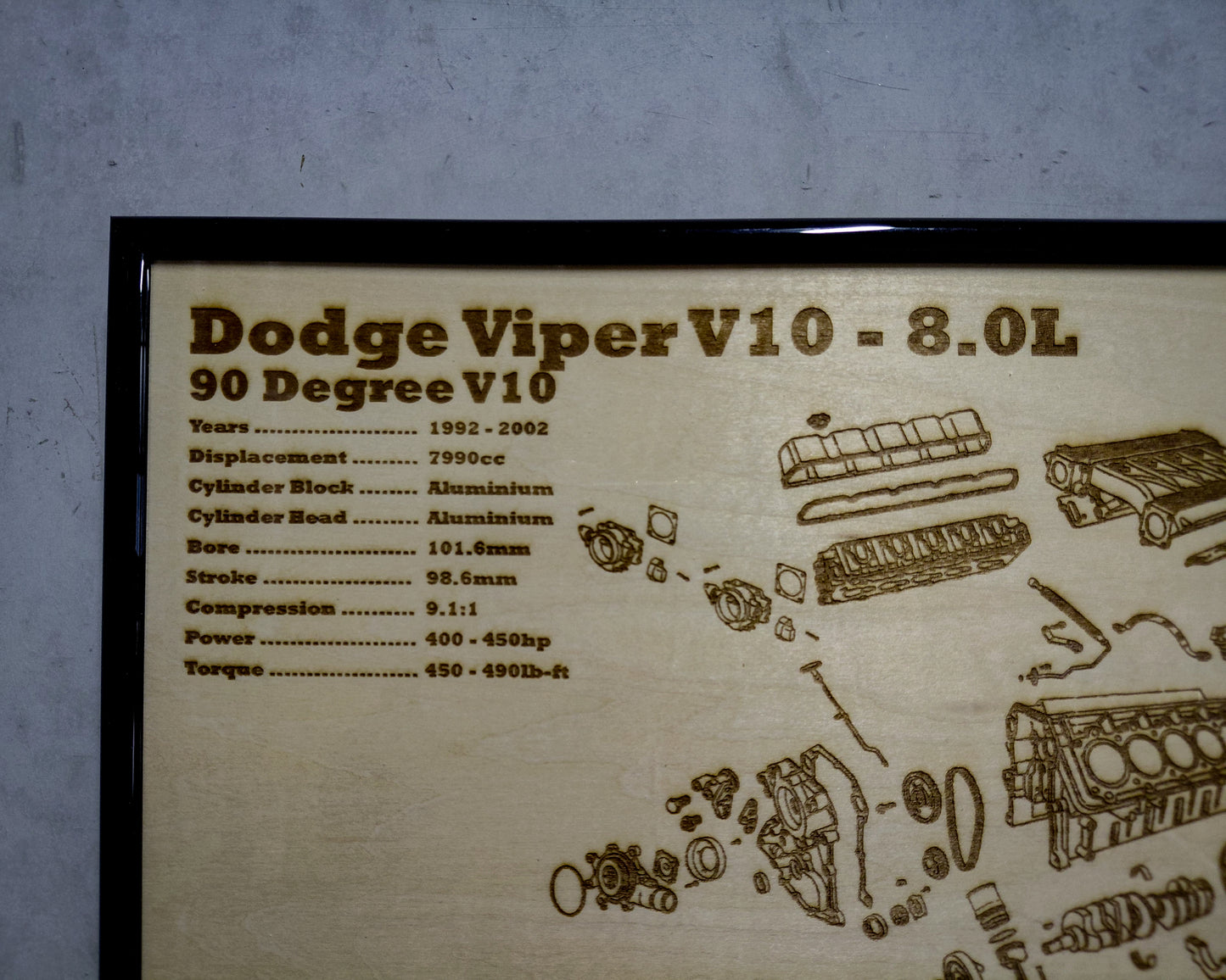 Dodge Viper V10 8.0L Exploded View Poster
