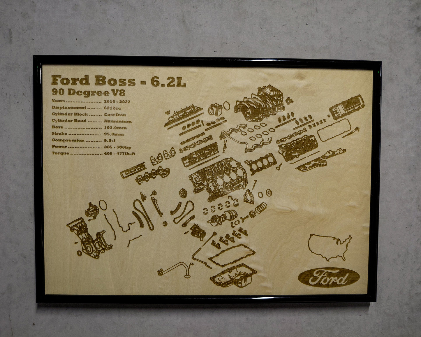 Ford Boss 6.2L exploded view poster