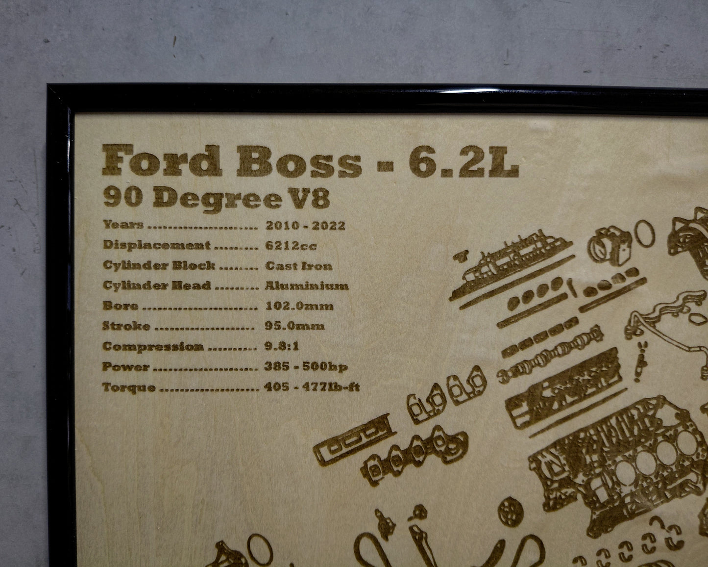 Ford Boss 6.2L exploded view poster