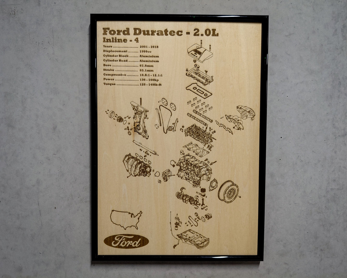 Ford Duratec 2.0L exploded view poster