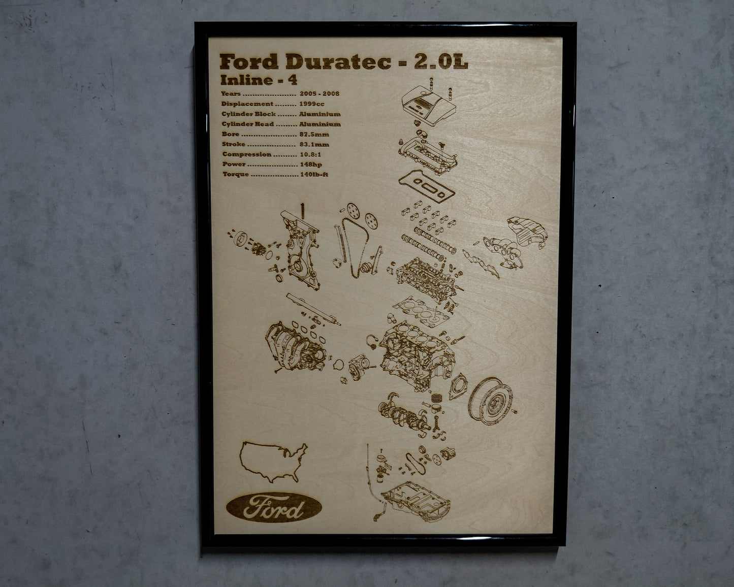 Ford Duratec 2.0L exploded view poster