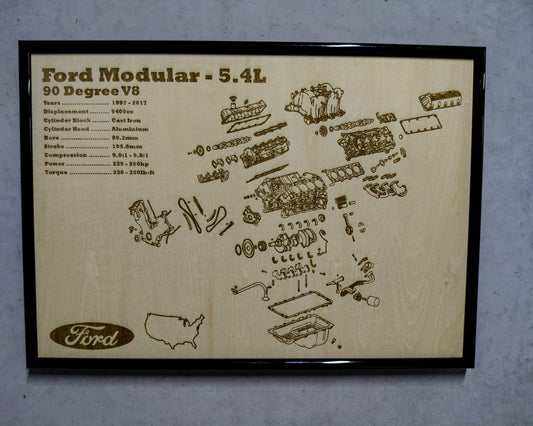 Ford Modular Triton 5.4L [2 Valve] exploded view poster