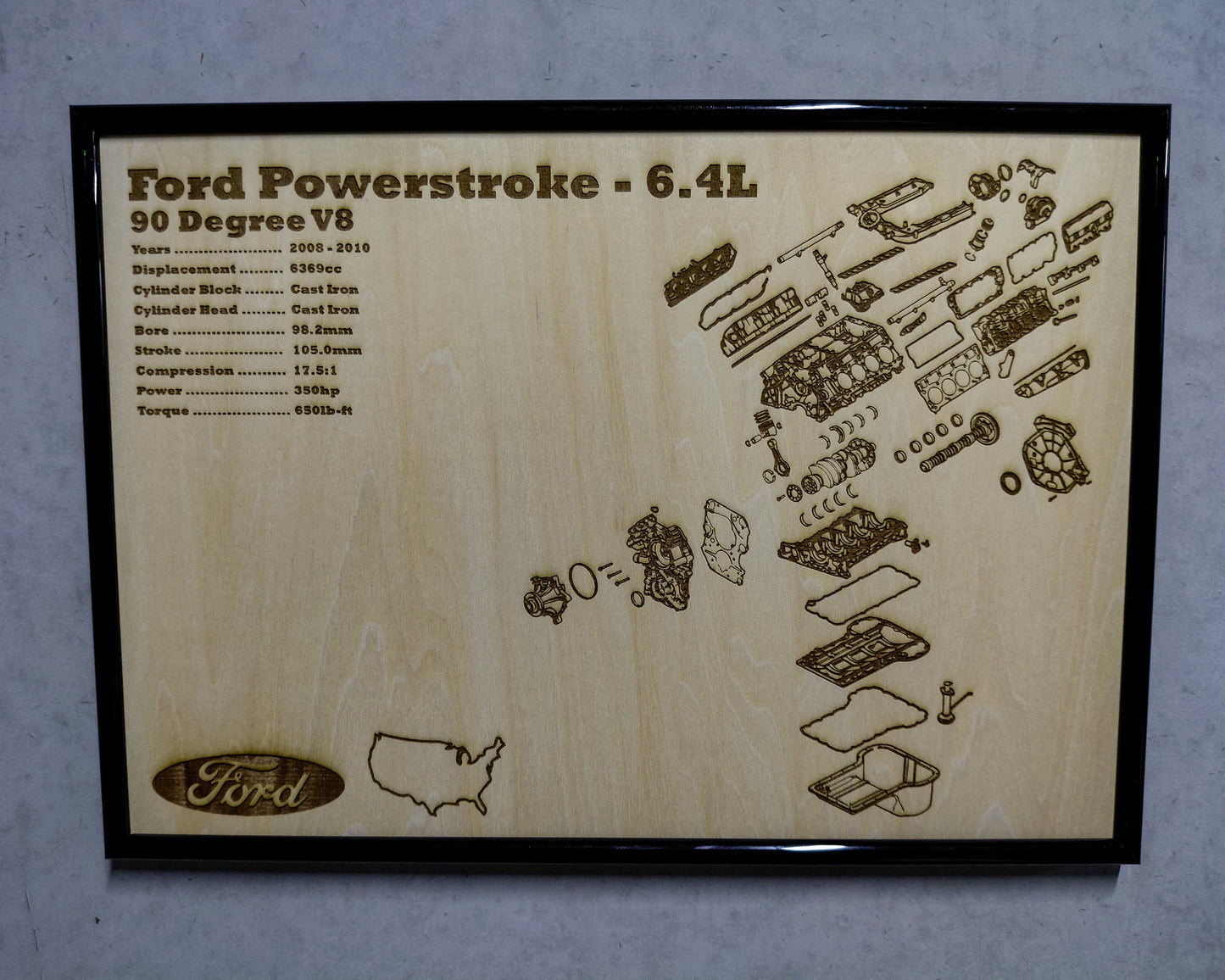 Ford Powerstroke 6.4L exploded view poster