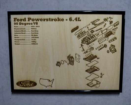 Ford Powerstroke 6.4L exploded view poster