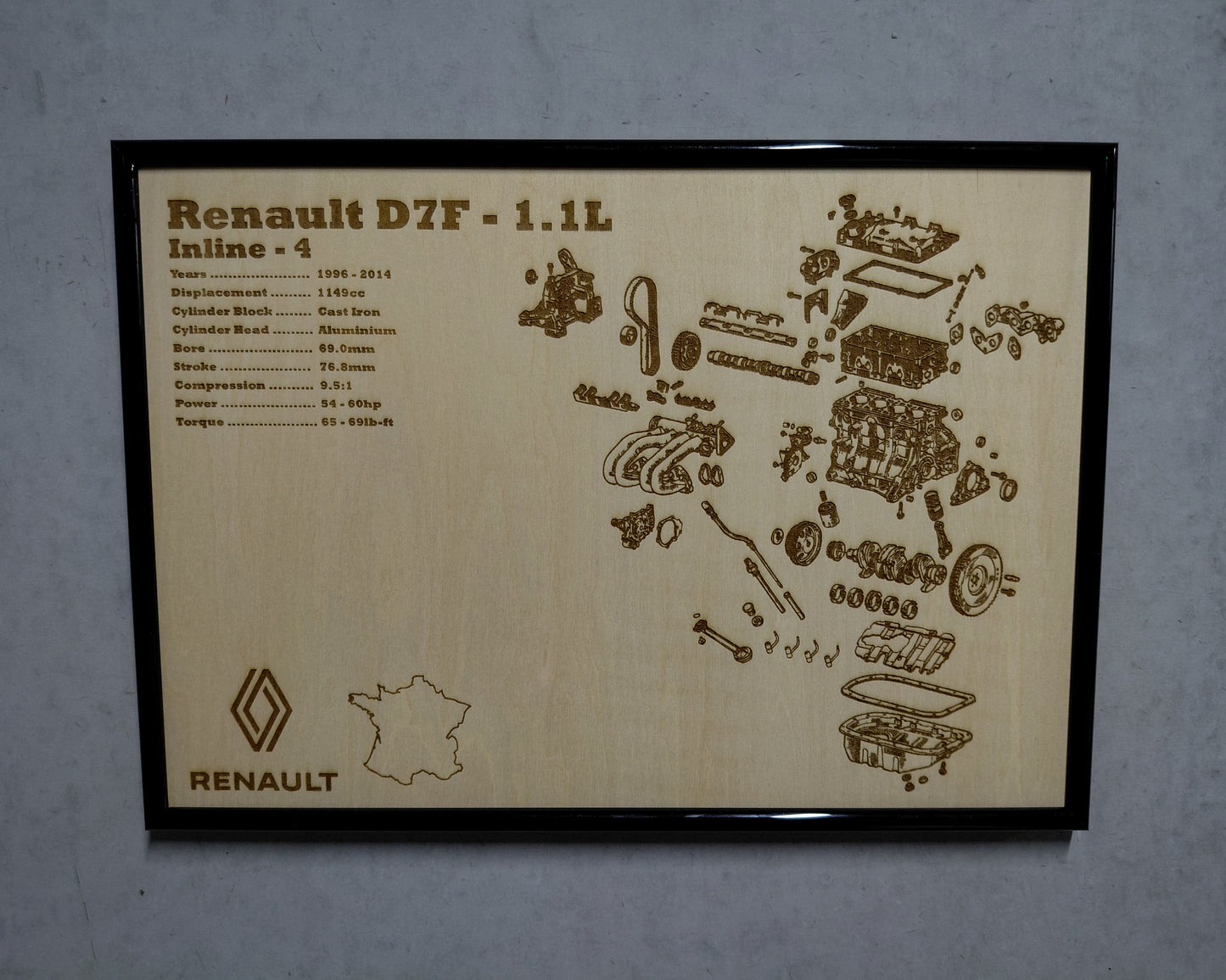 Renault D7F 8v 1.1L Exploded View Poster