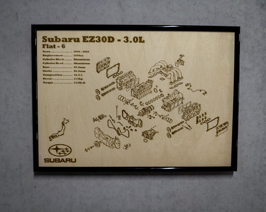 Subaru EZ30D 3.0L Exploded View Poster