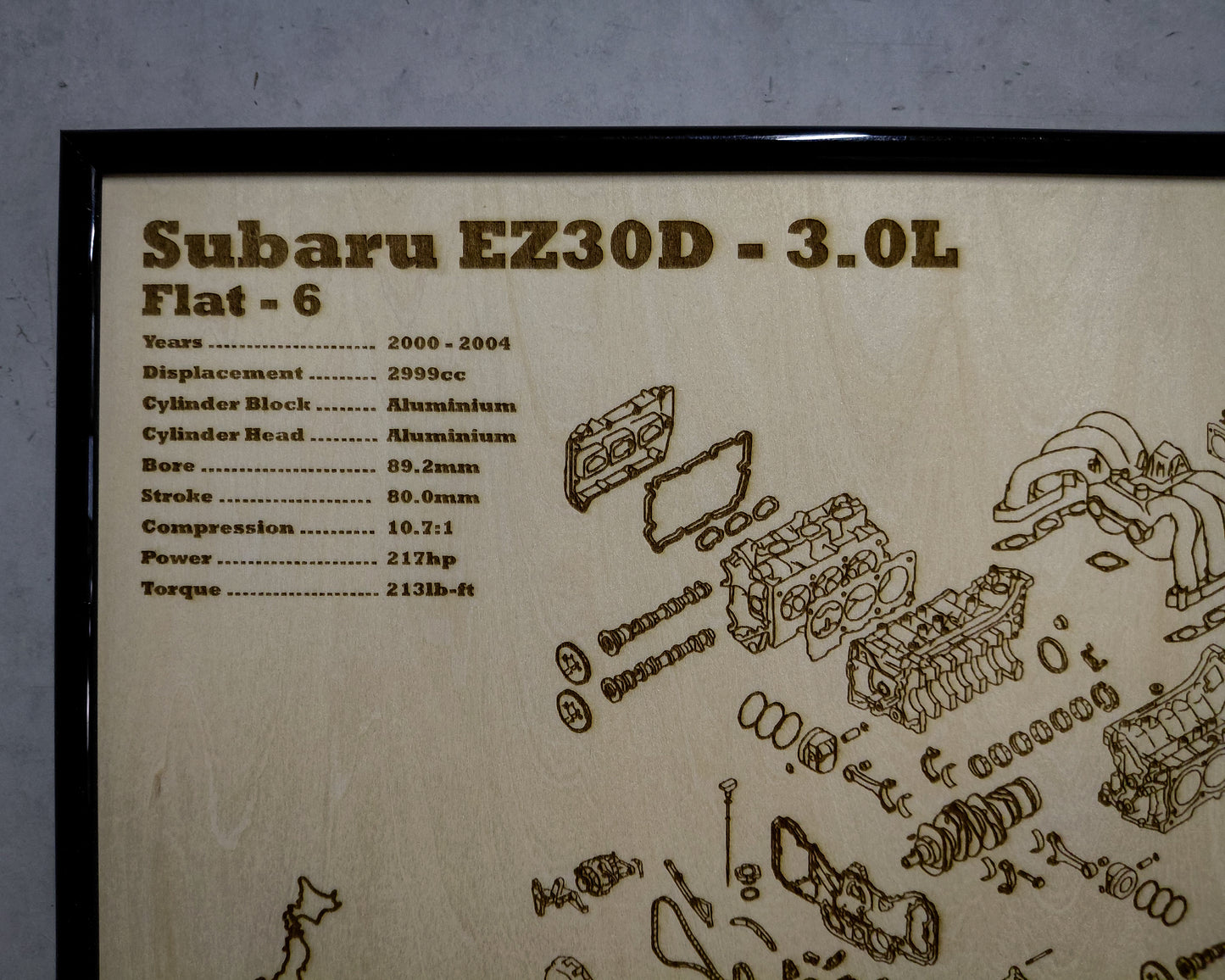 Subaru EZ30D 3.0L Exploded View Poster