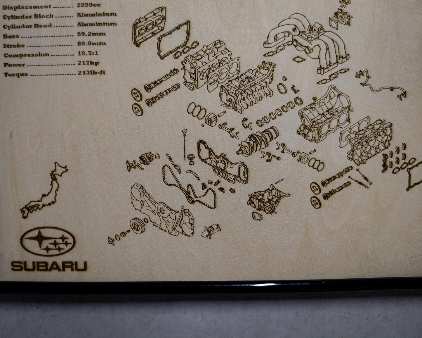 Subaru EZ30D 3.0L Exploded View Poster