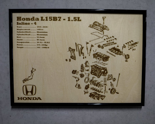 Honda L15B7 1.5L Exploded View Poster