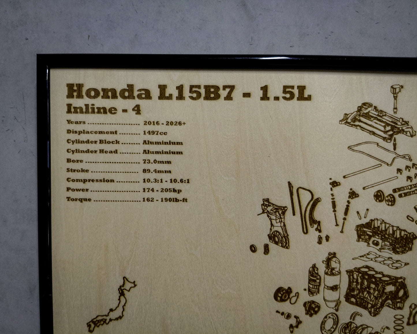 Honda L15B7 1.5L Exploded View Poster