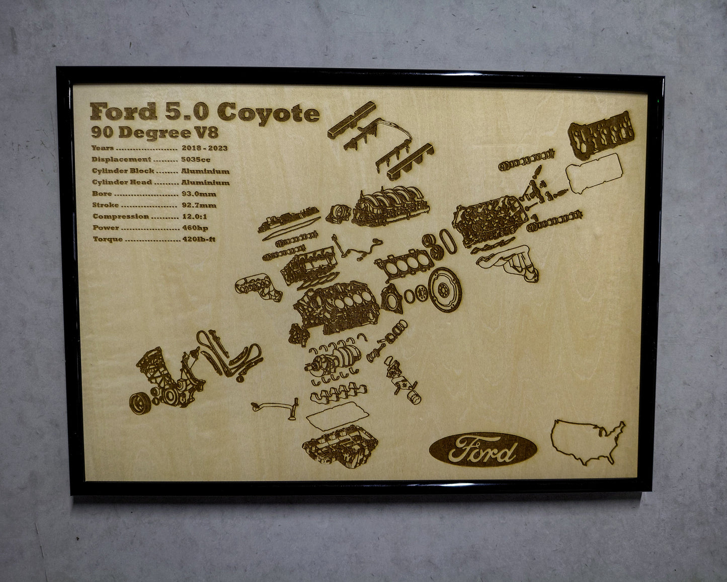 Ford 5.0 Coyote exploded view poster [3rd Gen]