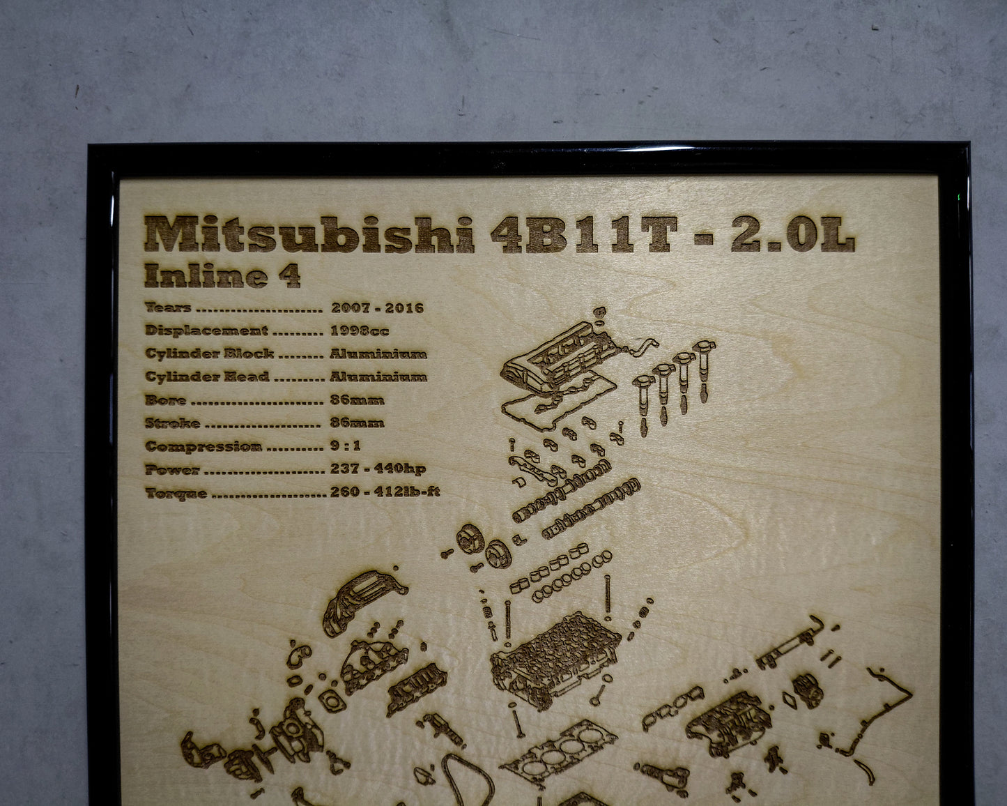 Mitsubishi 4B11T 2.0L exploded view poster