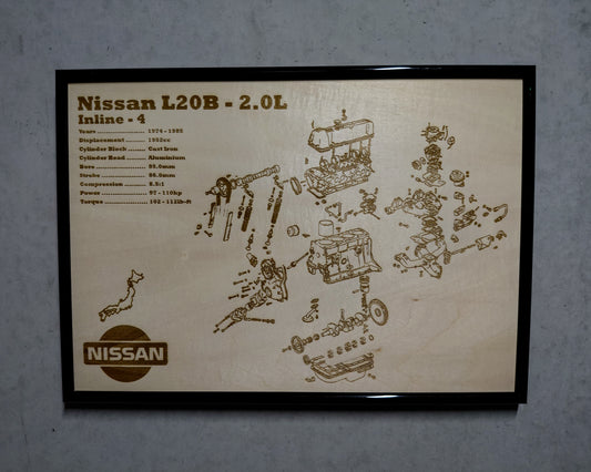 Nissan L20B 2.0L Exploded View Poster