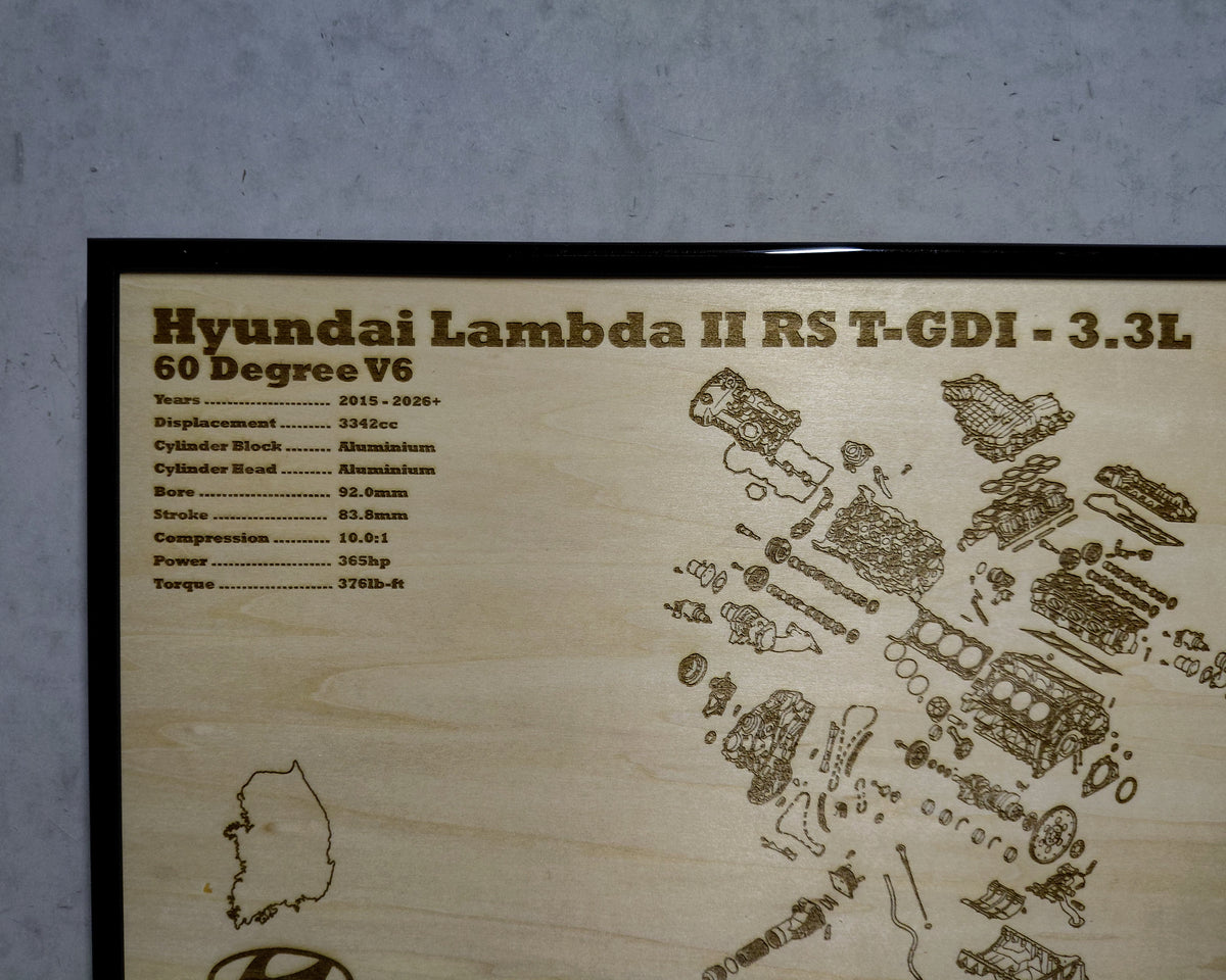 Hyundai Lambda II T-GDI 3.3L Exploded View Poster