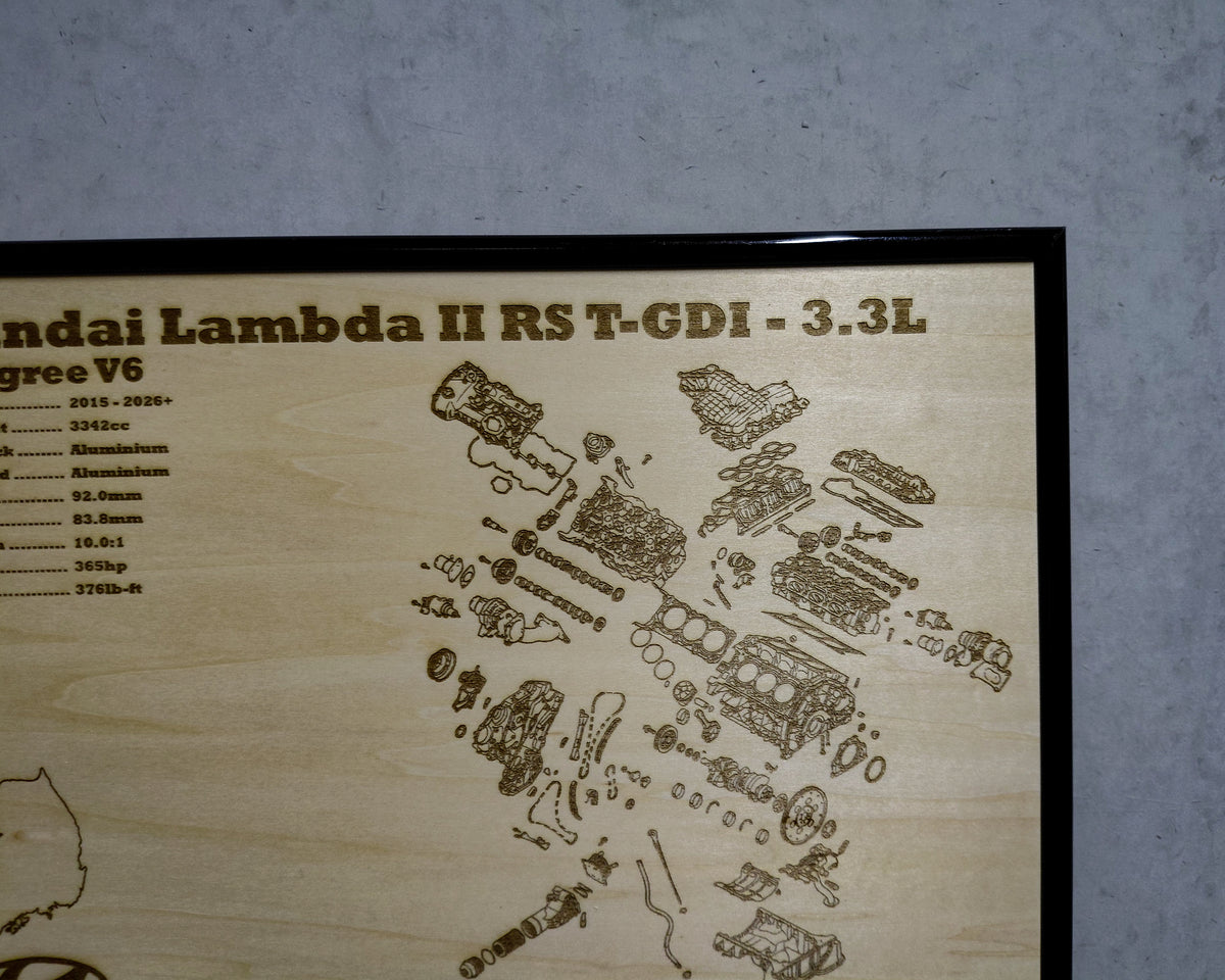 Hyundai Lambda II T-GDI 3.3L Exploded View Poster