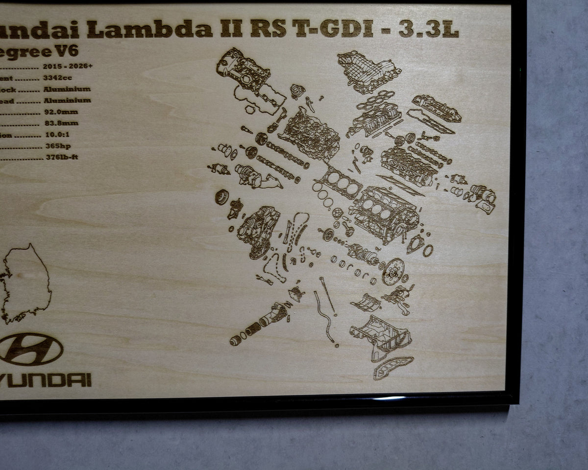 Hyundai Lambda II T-GDI 3.3L Exploded View Poster