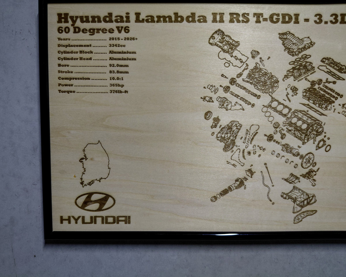 Hyundai Lambda II T-GDI 3.3L Exploded View Poster