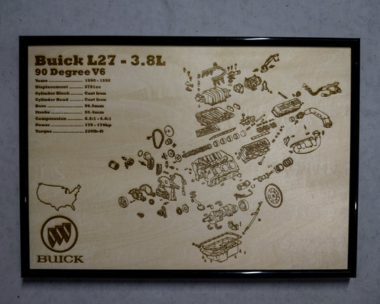 Buick 3800 L27 3.8L Exploded View Poster