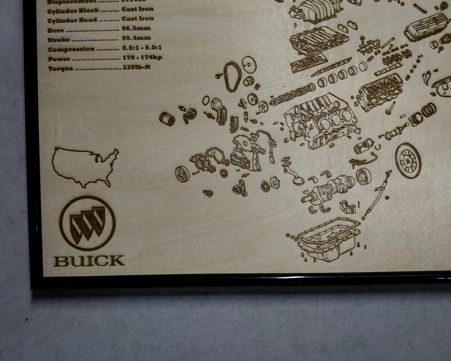 Buick 3800 L27 3.8L Exploded View Poster