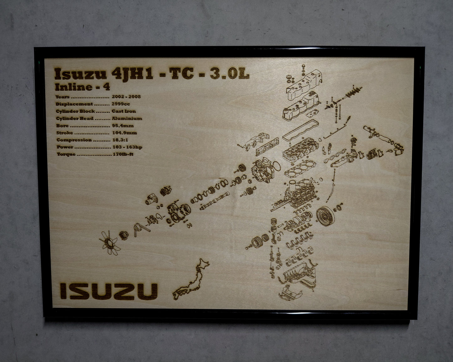 Isuzu 4JH1-TC 3.0L exploded view poster