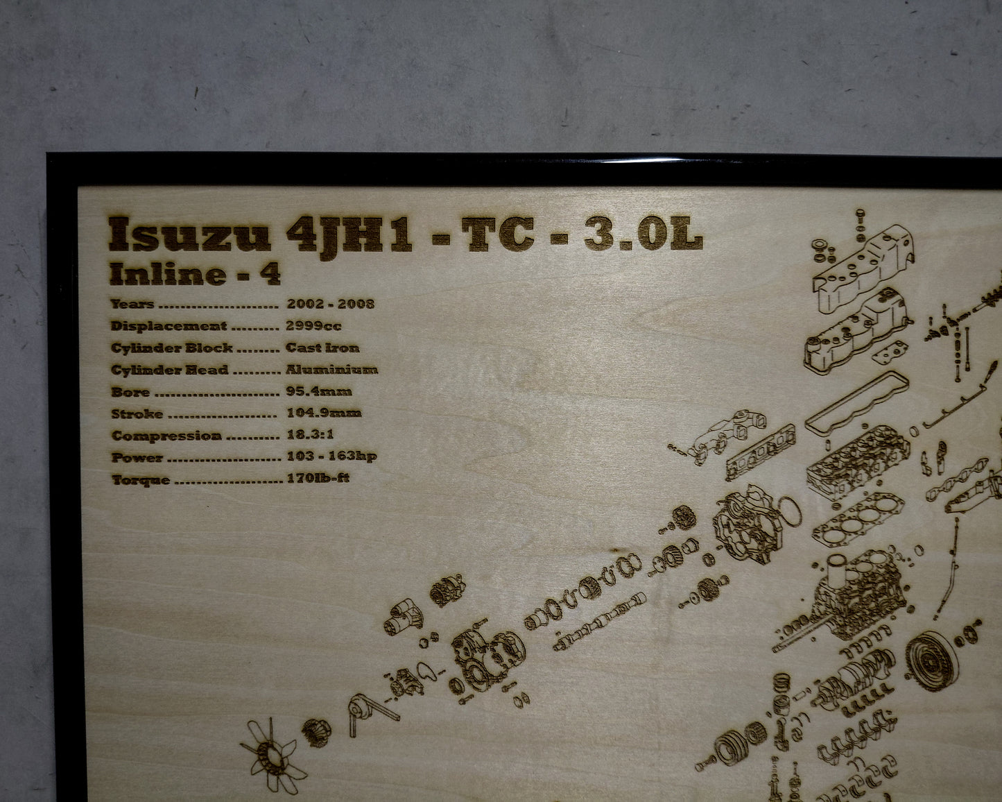 Isuzu 4JH1-TC 3.0L exploded view poster