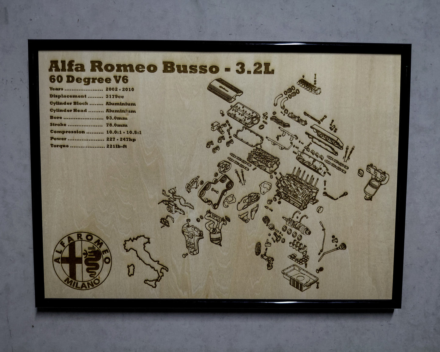 Alfa Romeo Busso 3.2L  exploded view poster