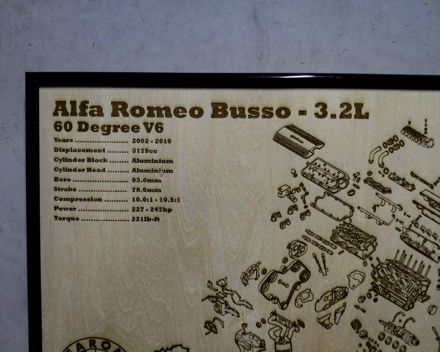 Alfa Romeo Busso 3.2L  exploded view poster