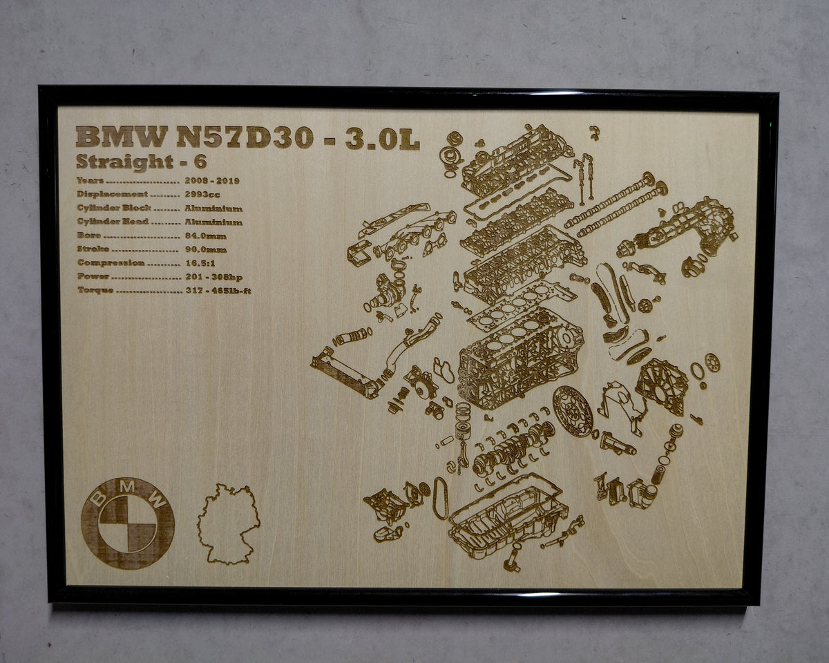 BMW N57D30 3.0L exploded view poster