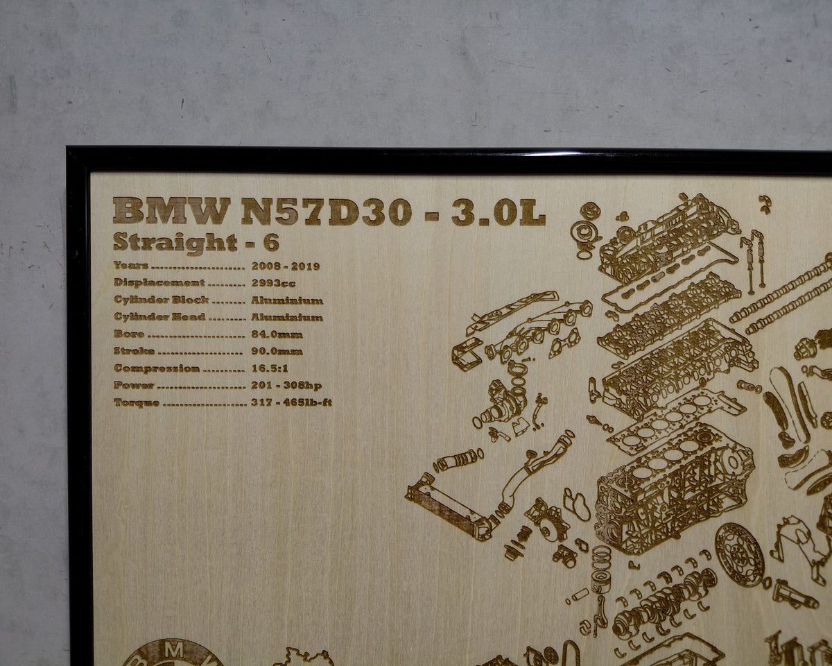 BMW N57D30 3.0L exploded view poster