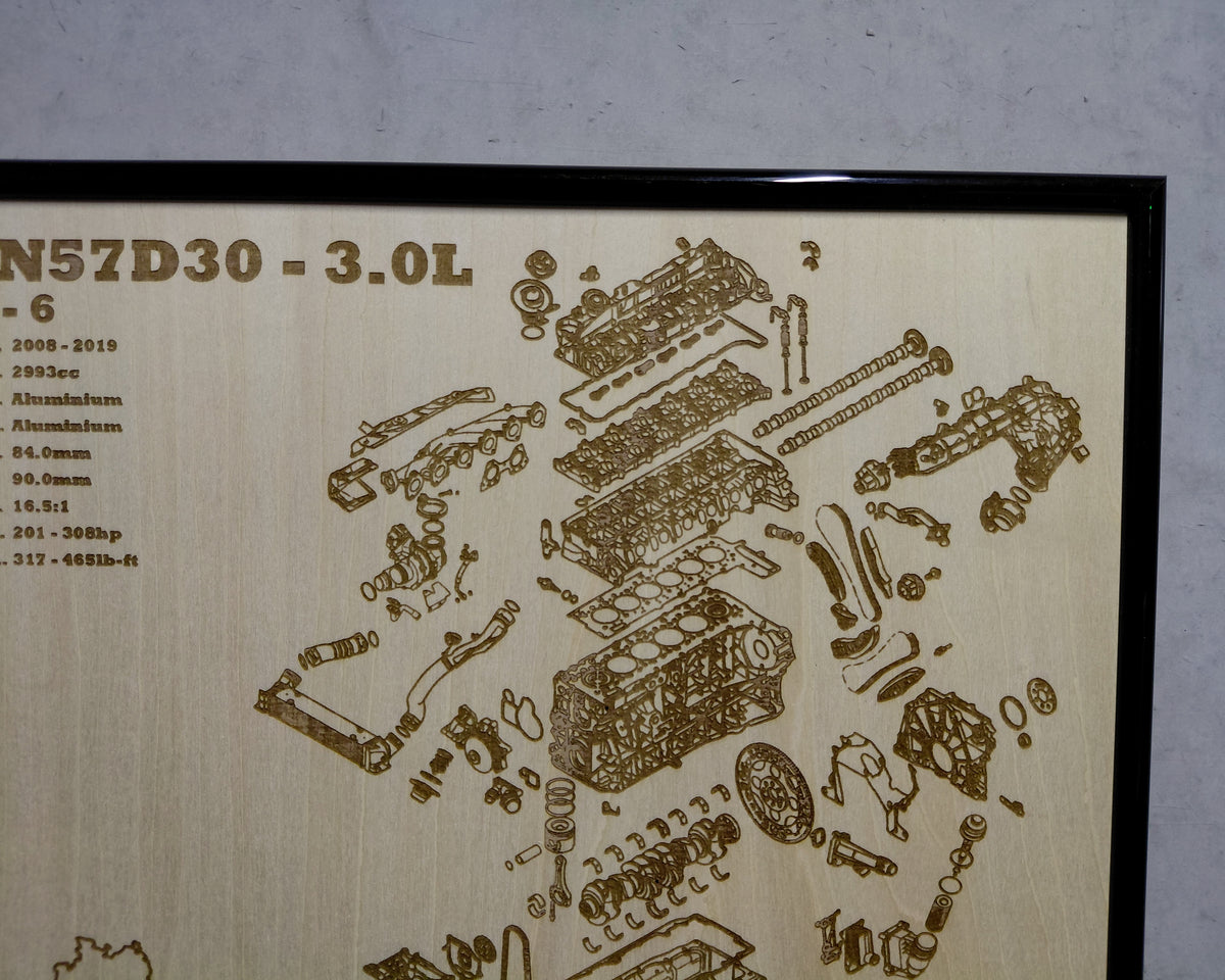 BMW N57D30 3.0L exploded view poster
