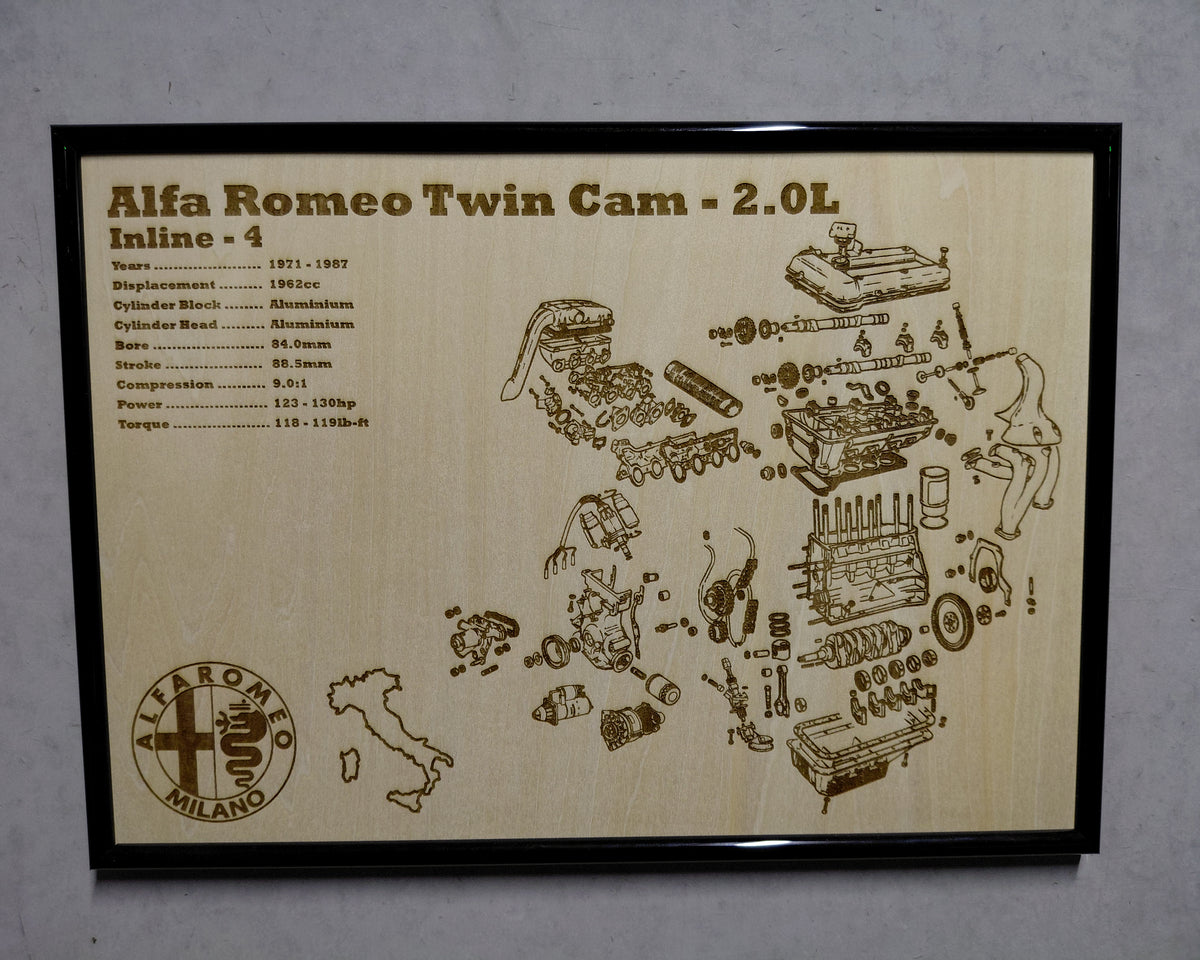 Alfa Romeo Twin Cam [Twin Carbureted] 2.0L exploded view poster