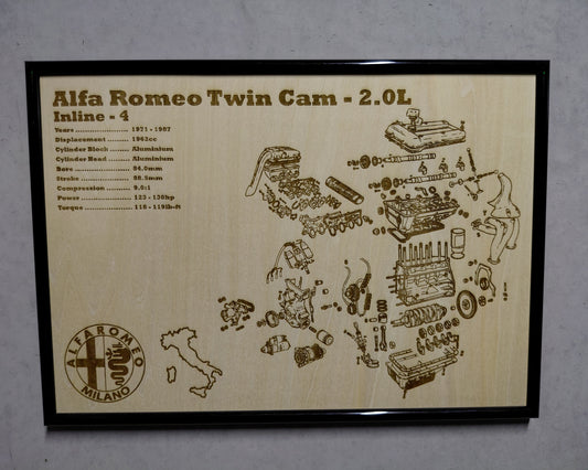 Alfa Romeo Twin Cam [Twin Carbureted] 2.0L exploded view poster