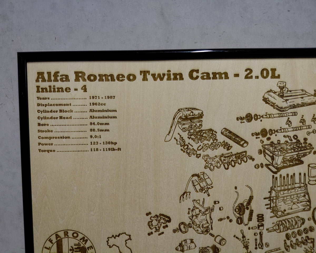 Alfa Romeo Twin Cam [Twin Carbureted] 2.0L exploded view poster