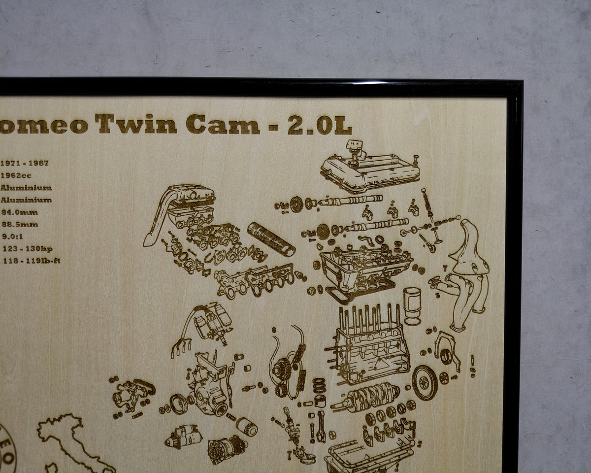 Alfa Romeo Twin Cam [Twin Carbureted] 2.0L exploded view poster
