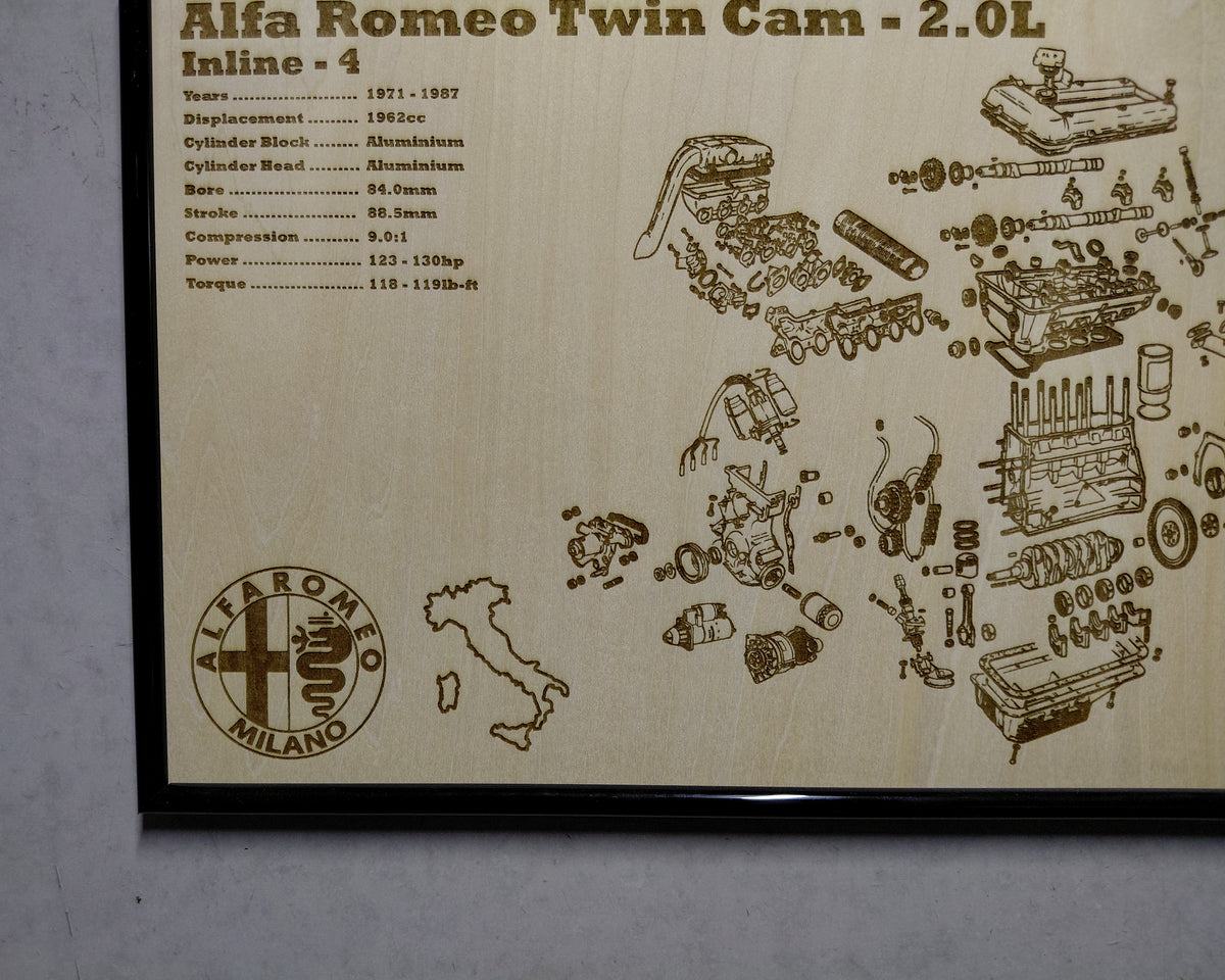 Alfa Romeo Twin Cam [Twin Carbureted] 2.0L exploded view poster