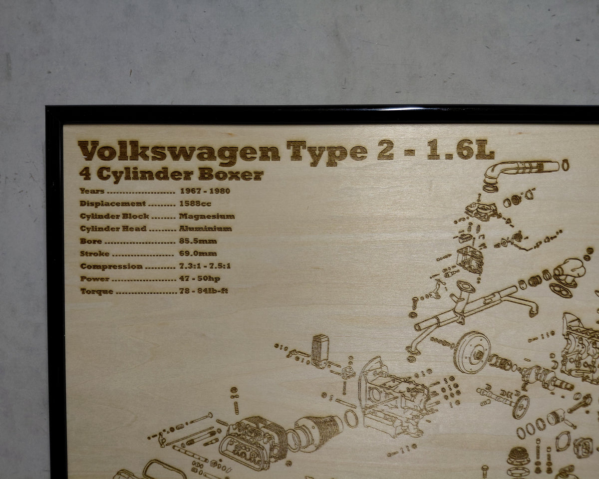 Volkswagen Type 2 1.6L exploded view poster