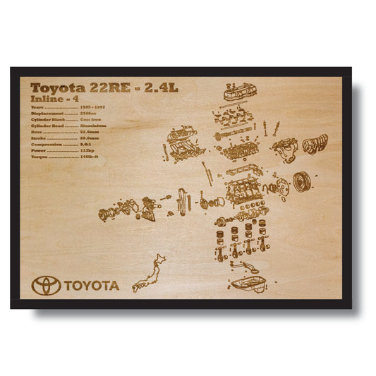 Toyota 22RE 2.4L Exploded View Poster