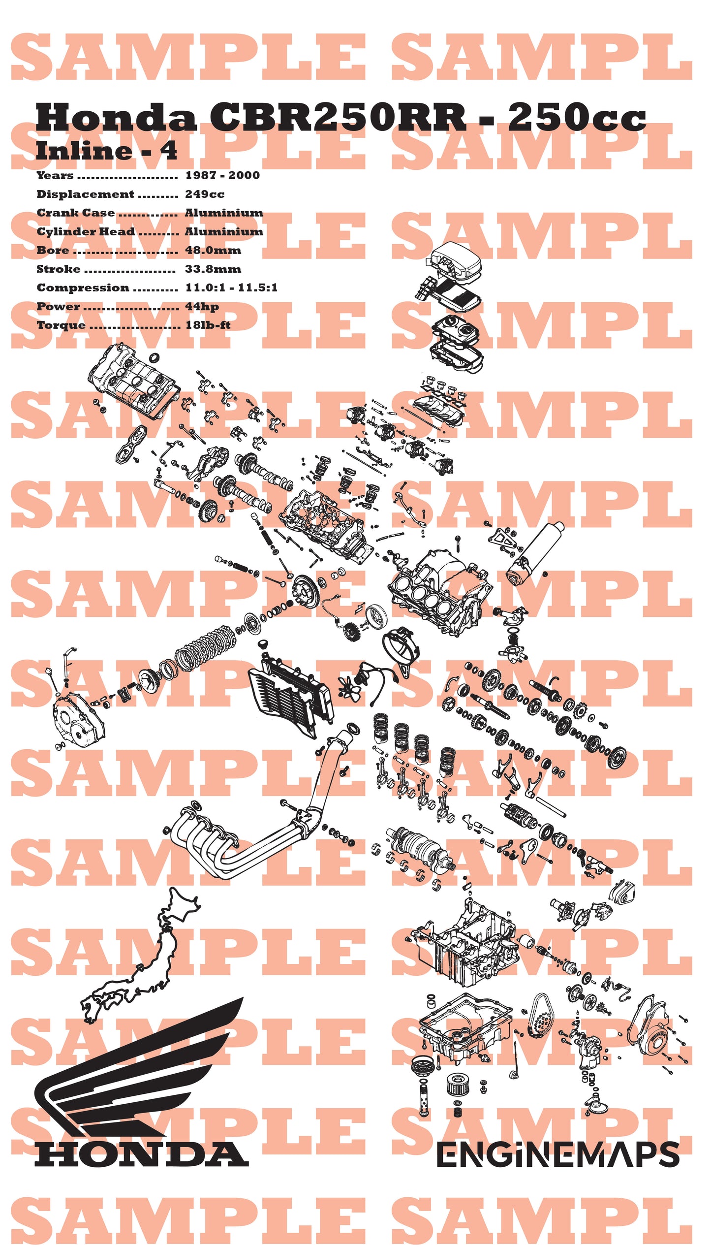 Honda CBR250RR (MC19) 250cc Exploded View Banner