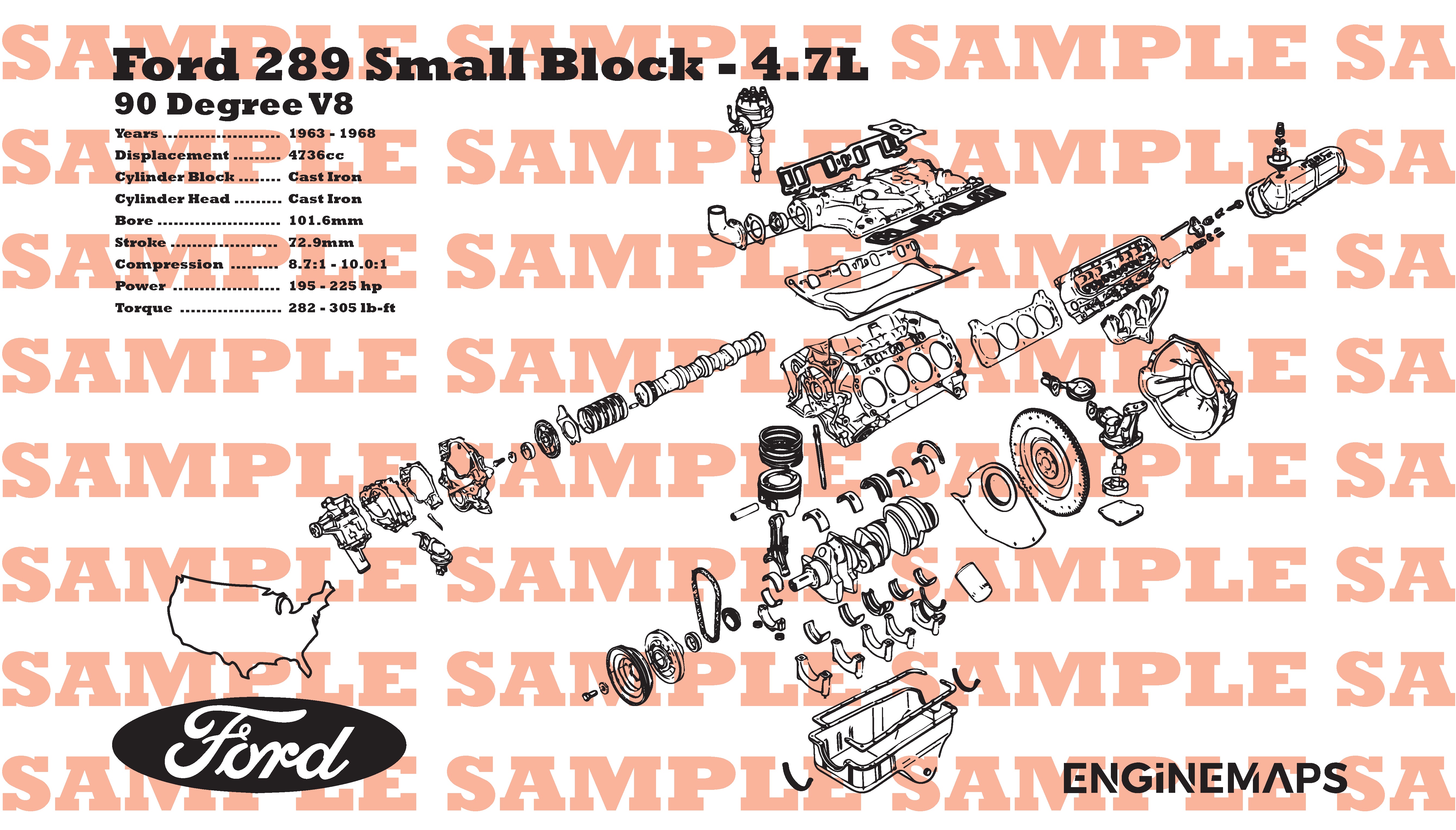 Al Block Exploded View Ford 289 Small Block 4.7L Exploded View Banner – EngineMaps