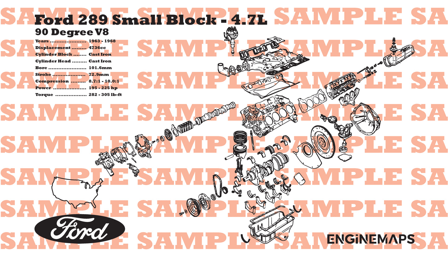 Ford 289 Small Block 4.7L Exploded View Banner
