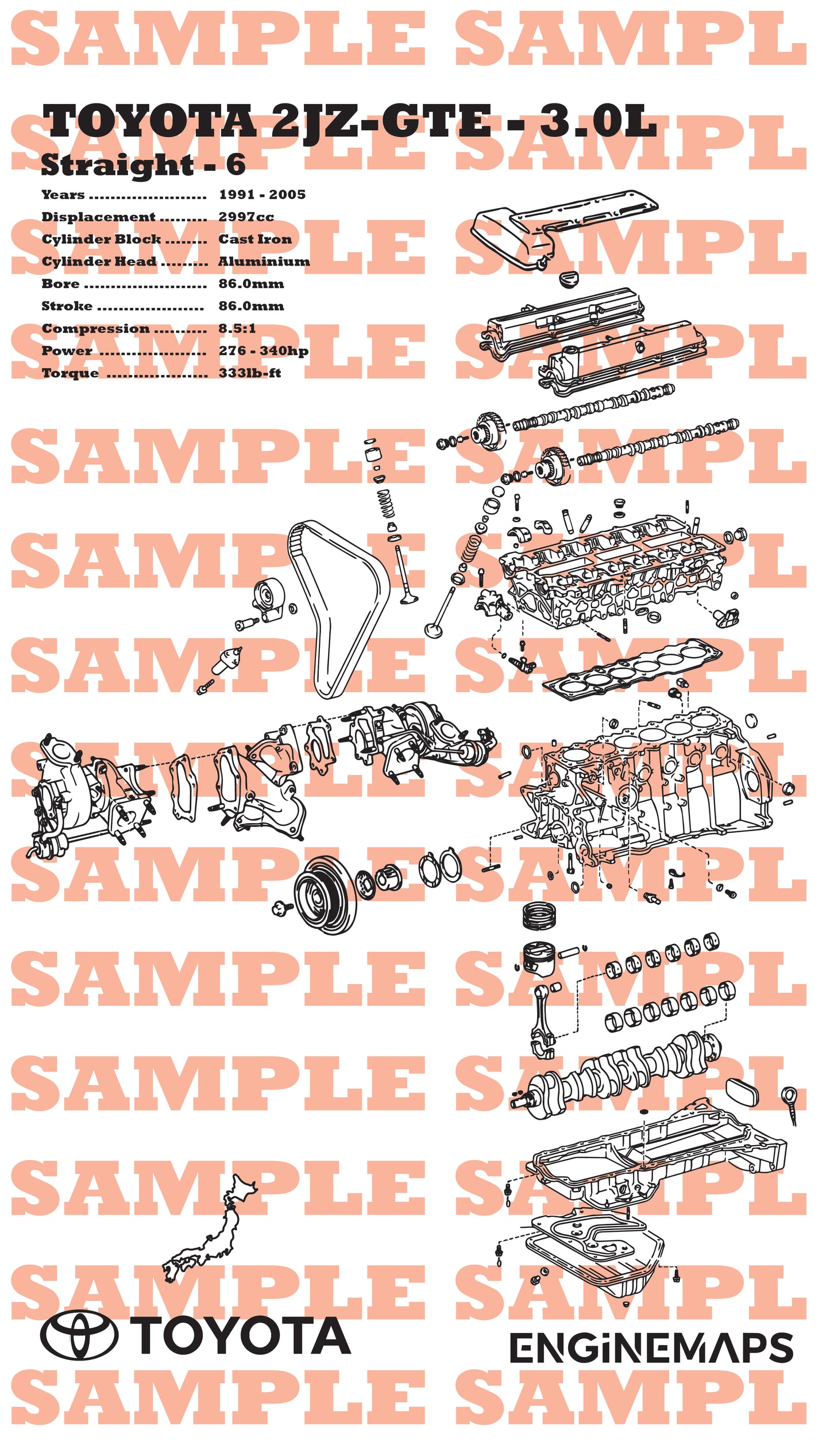 Toyota 2JZ-GTE 3.0L Exploded View Banner