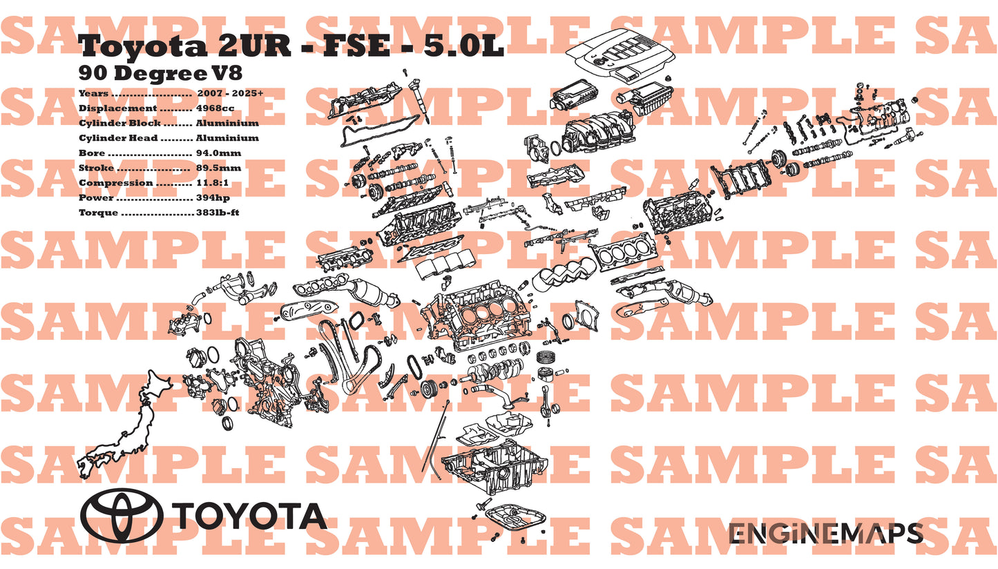Toyota 2UR-FSE 5.0L Exploded View Banner