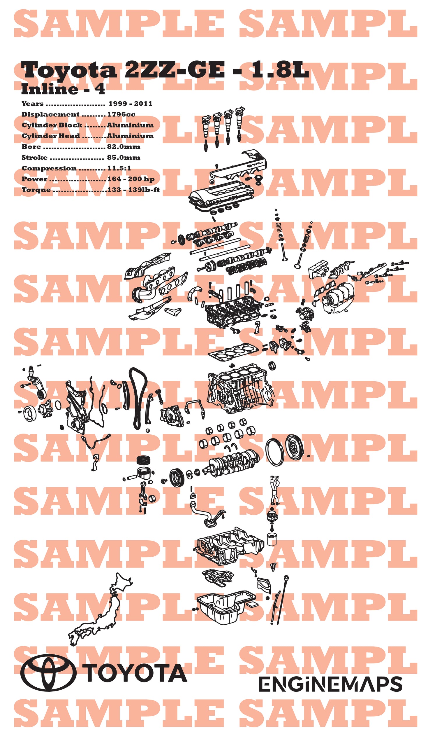 Toyota 2ZZ-GE 1.8L Exploded View Banner