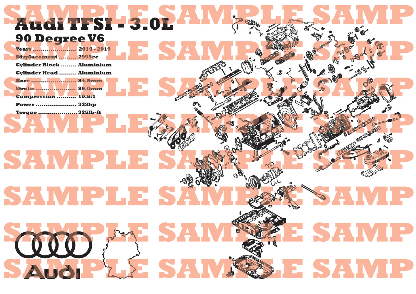 Audi TFSI 3.0L [CREC] Exploded View Poster