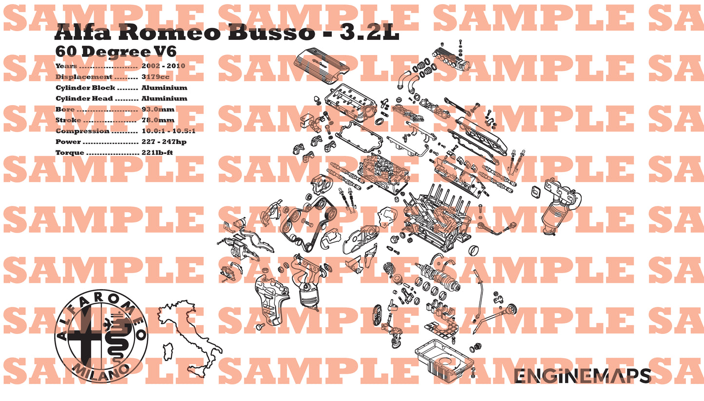Alfa Romeo Busso 3.2L Exploded View Banner